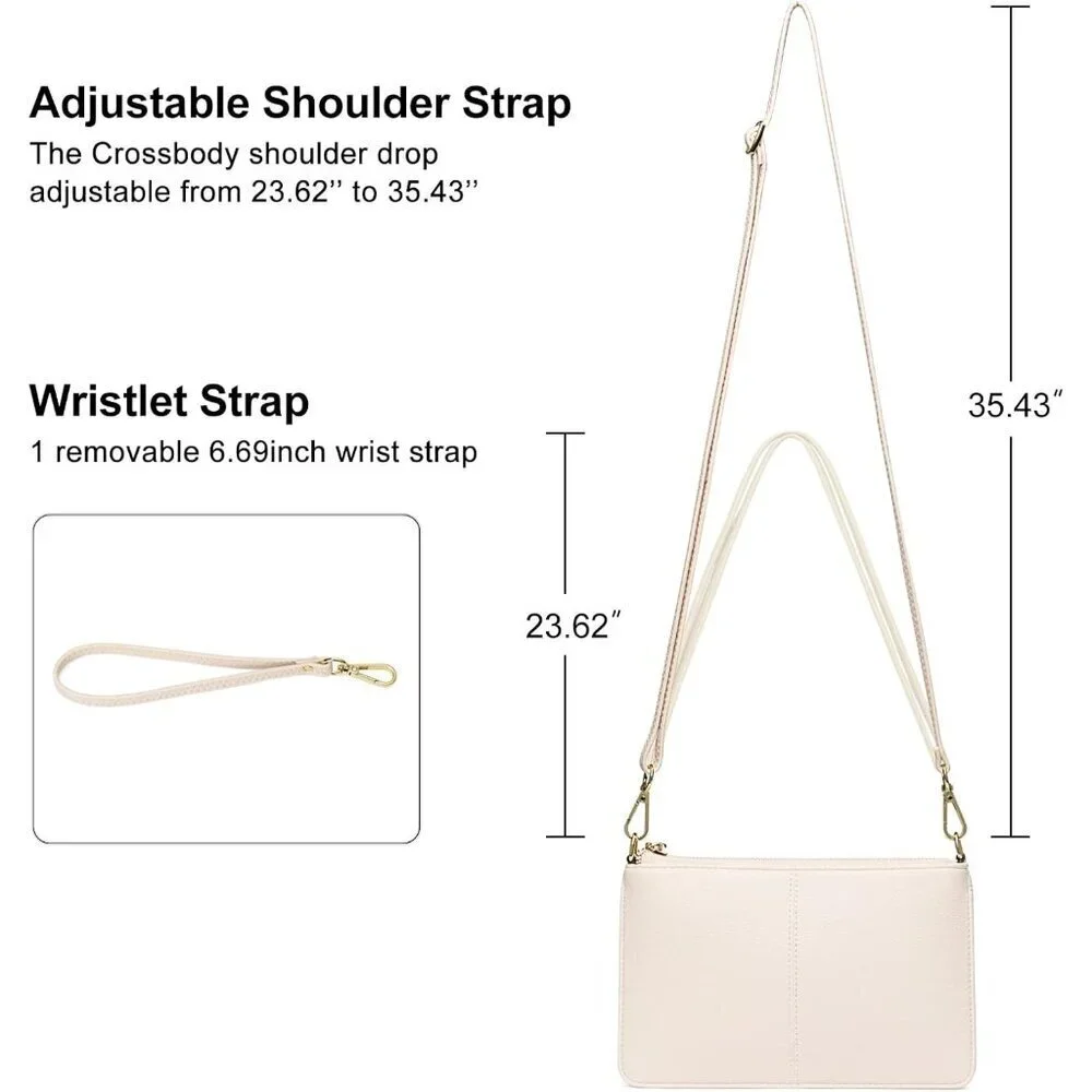 Leather Wristlet Clutch Small Women Crossbody Bag RFID Card Slots